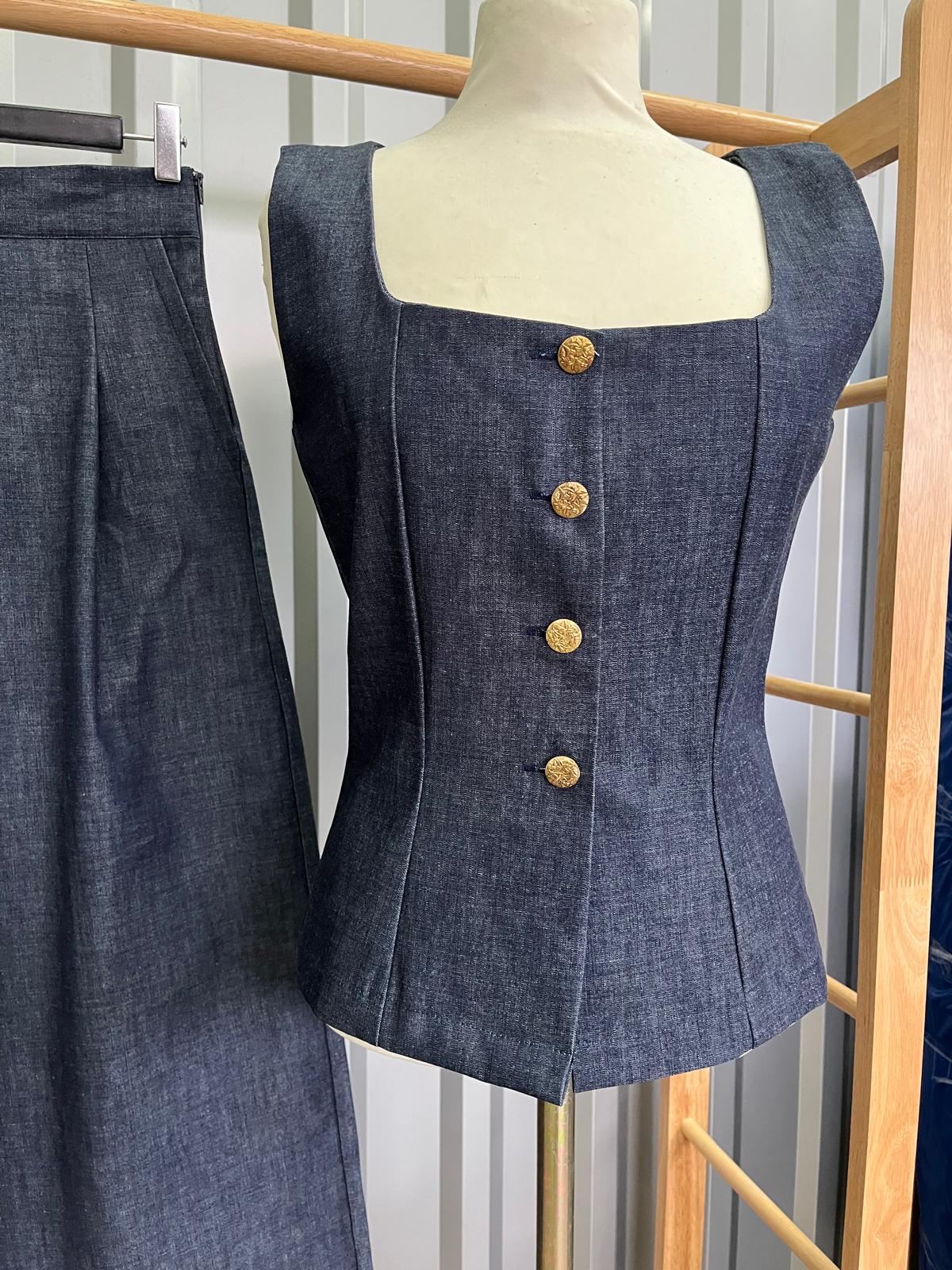 Compleu din denim de bumbac