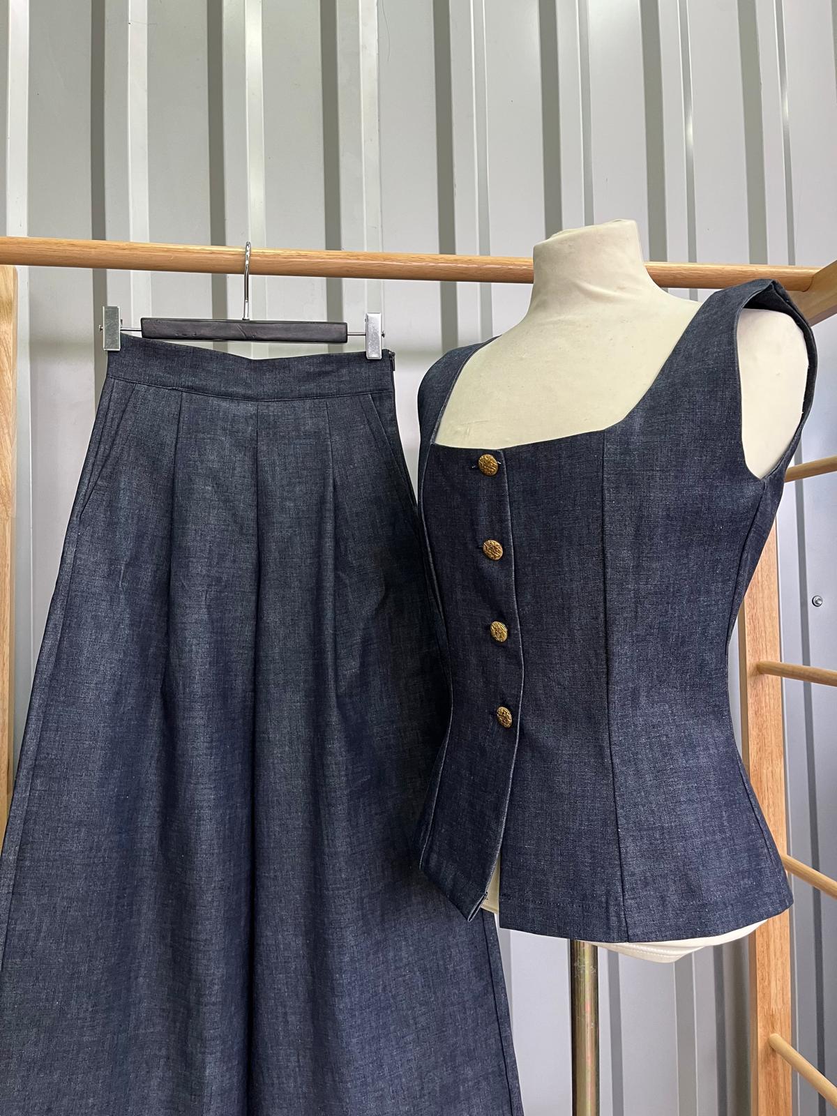 Compleu din denim de bumbac