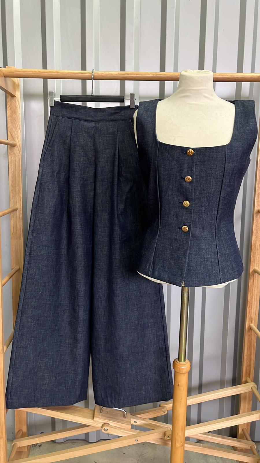 Compleu din denim de bumbac